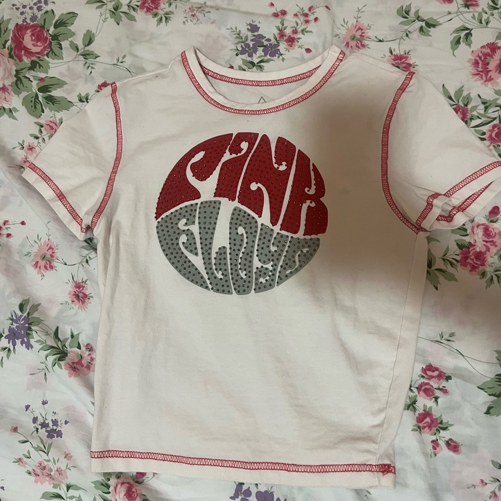 Pink Floyd Forever 21 White Red Stitch Crop Top